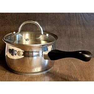 Vintage BELGIQUE 2 Qt. Sauce Pan Stainless Black Handle with Lid